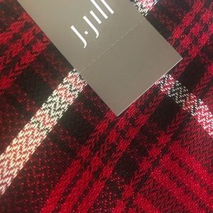 NWT - J Jill Red Plaid Reversible Infinity Scarf.